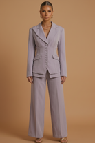 Women's Suits – Peaked Lapel Blazer and Wide-Leg Trousers Set