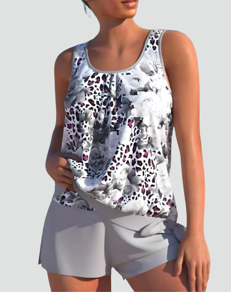 Women's Tankini Set Floral Print Shaping Two-Piece Swimwear
