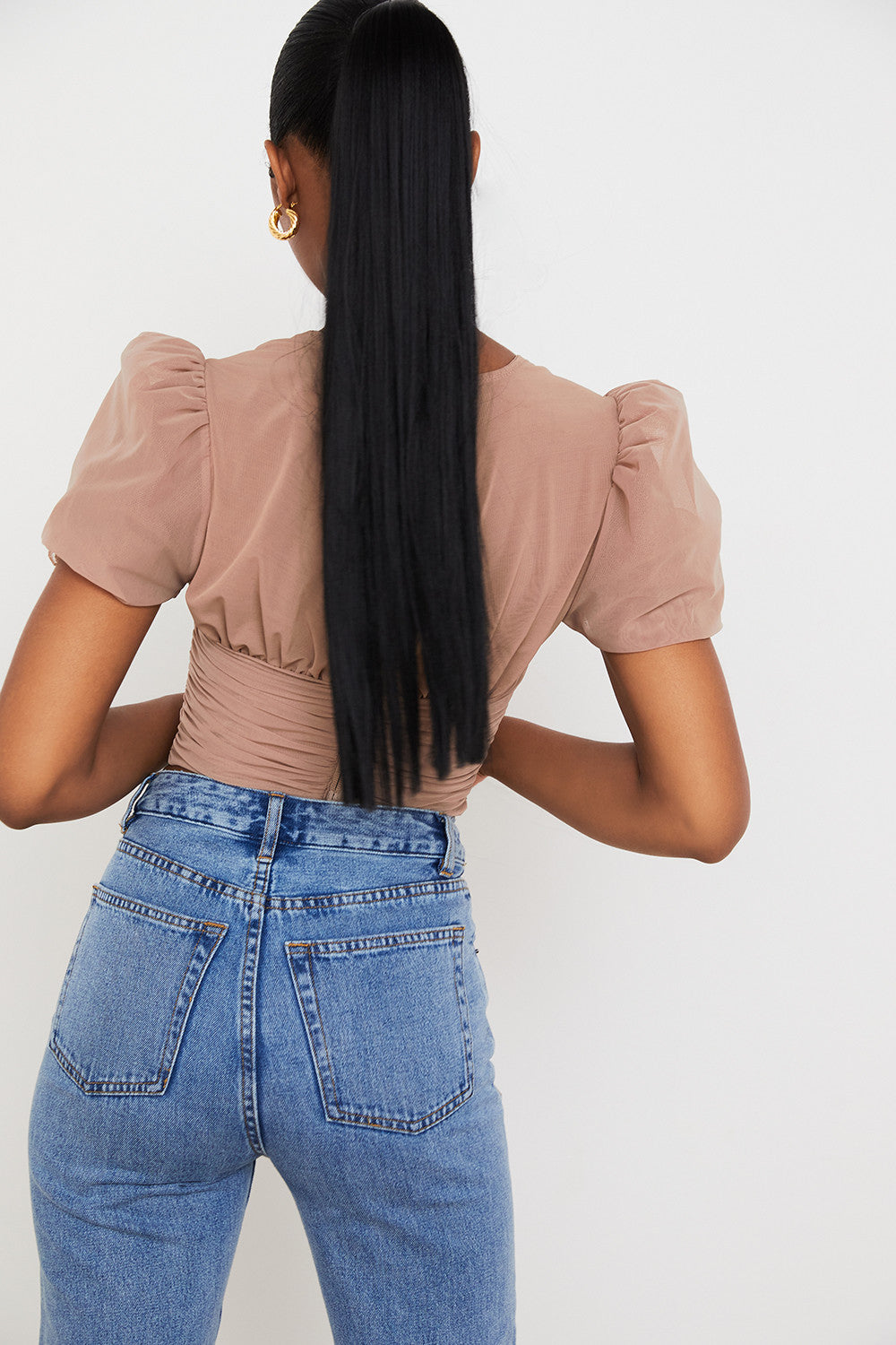 Mina | Dames Korset – Pofmouwen, Geplooid Design, Elegante Vierkante Halslijn