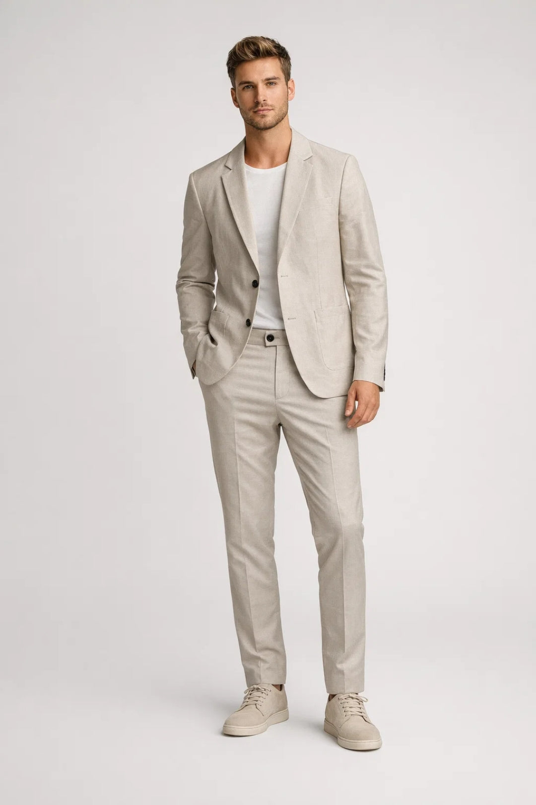 Men's Suits - Structured Blazer and Trousers Two-Piece Set