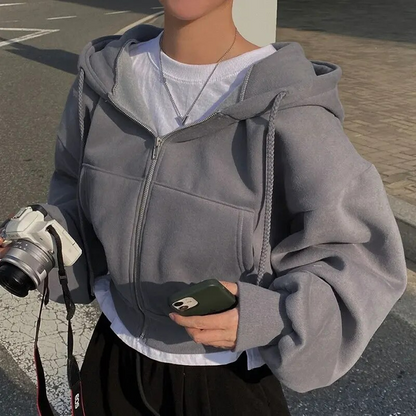 Oversized Hoodie met Rits | Dames Hoodie met Pluche Binnenkant en Casual Stijl