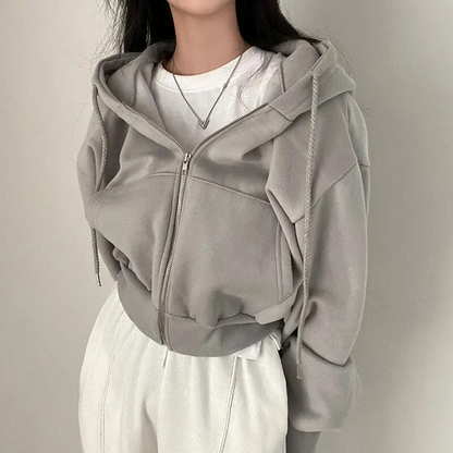 Oversized Hoodie met Rits | Dames Hoodie met Pluche Binnenkant en Casual Stijl