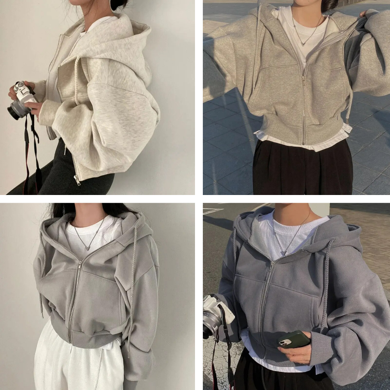 Oversized Hoodie met Rits | Dames Hoodie met Pluche Binnenkant en Casual Stijl