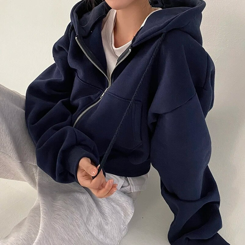 Oversized Hoodie met Rits | Dames Hoodie met Pluche Binnenkant en Casual Stijl