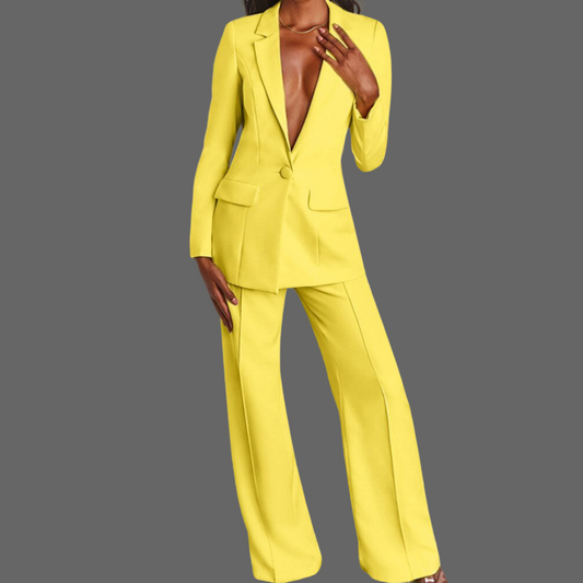 Dames Blazer- en Broekset – Premium Stof, Werk, Comfortabel