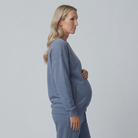 Women's Maternity Sweatshirt Crewneck with Relaxed Fit and Ribbed Trim
