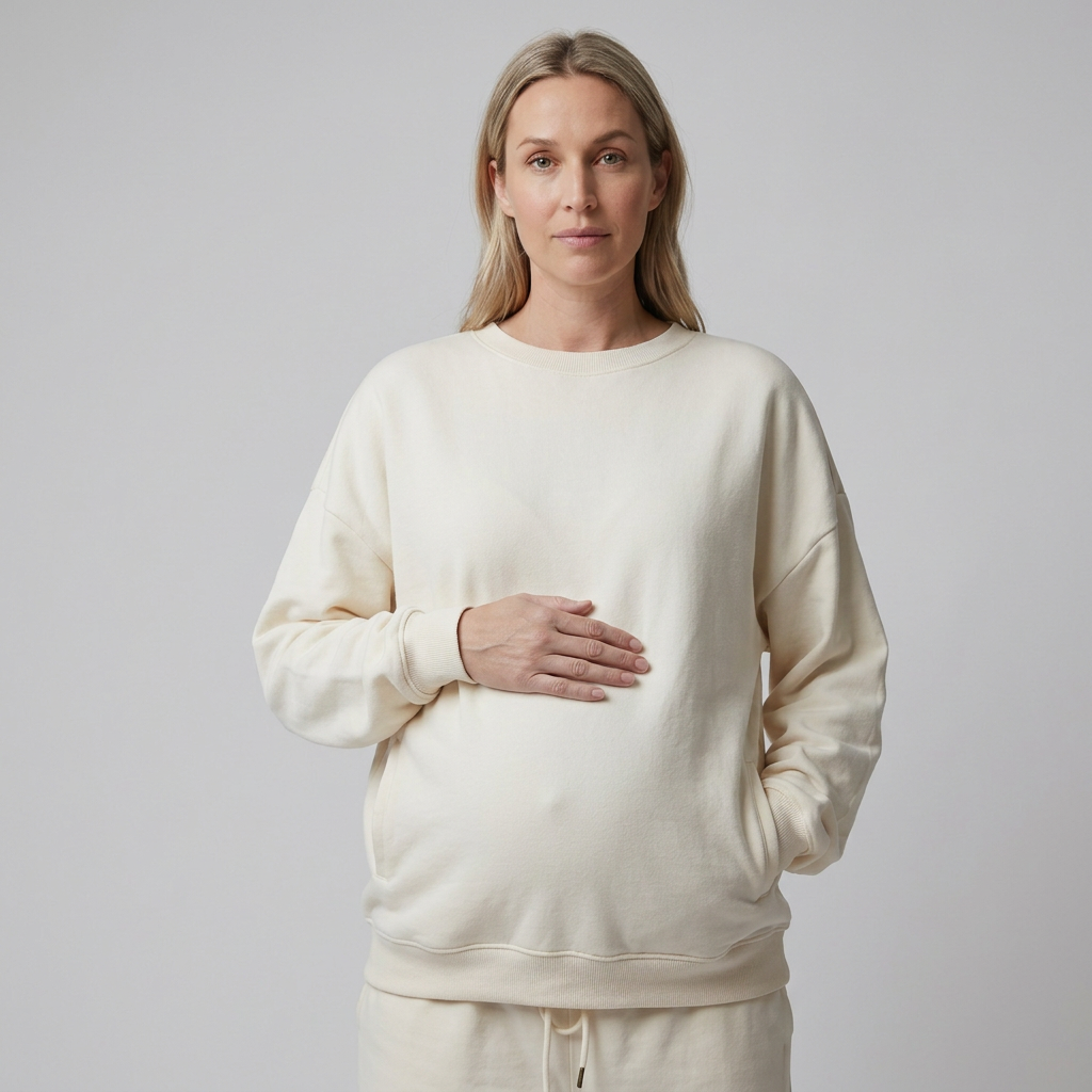 Women's Maternity Sweatshirt Crewneck with Relaxed Fit and Ribbed Trim