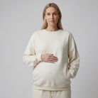 Women's Maternity Sweatshirt Crewneck with Relaxed Fit and Ribbed Trim