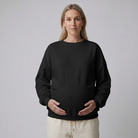 Women's Maternity Sweatshirt Crewneck with Relaxed Fit and Ribbed Trim