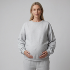 Women's Maternity Sweatshirt Crewneck with Relaxed Fit and Ribbed Trim