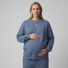 Women's Maternity Sweatshirt Crewneck with Relaxed Fit and Ribbed Trim