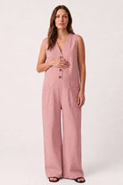 Women's Maternity Jumpsuit with Relaxed Stretch Fit and Pockets
