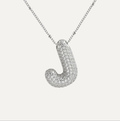 Diamond bubble letter nacklace