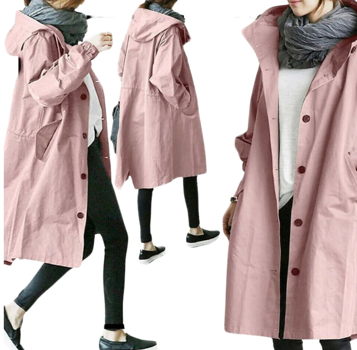 Women's Packable Rain Jacket with Adjustable Hood – Water-Resistant Windbreaker