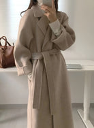 Women's Long Wool-Blend Overcoat with Refined Tailoring