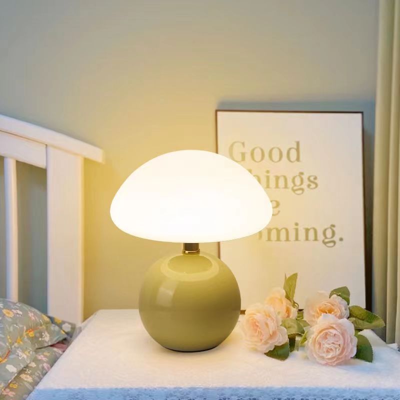 Mushroom Table Lamp - Ceramic Base with 3 LED Light Tones