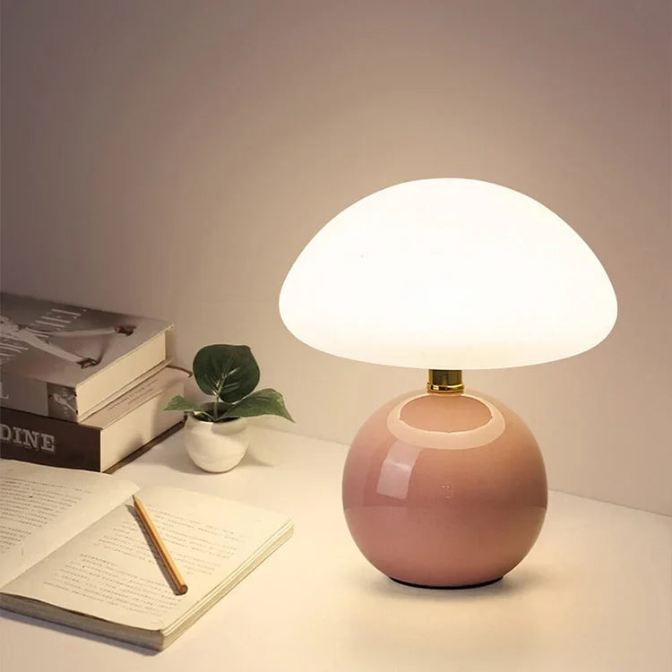 Mushroom Table Lamp - Ceramic Base with 3 LED Light Tones