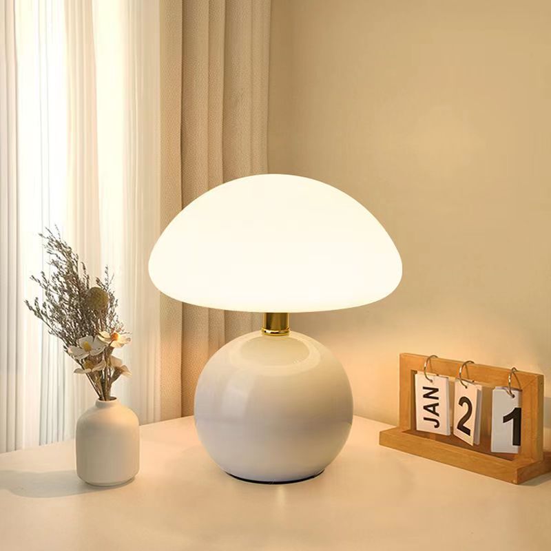 Mushroom Table Lamp - Ceramic Base with 3 LED Light Tones