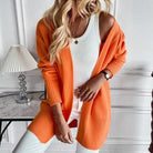 Women's Longline Cardigan with Pockets - Ribbed Cuffs Knit