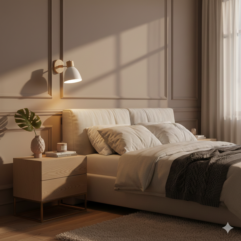 Wall Light for Living Room with Angled Arm and Conical Shade