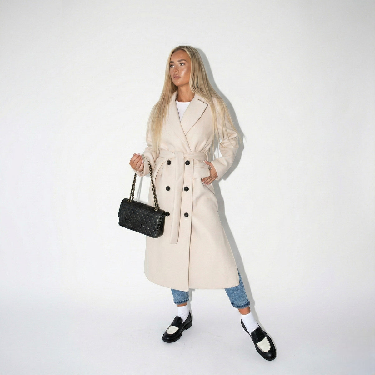 Women's Long Lapel Coat – Longline Winter Overcoat