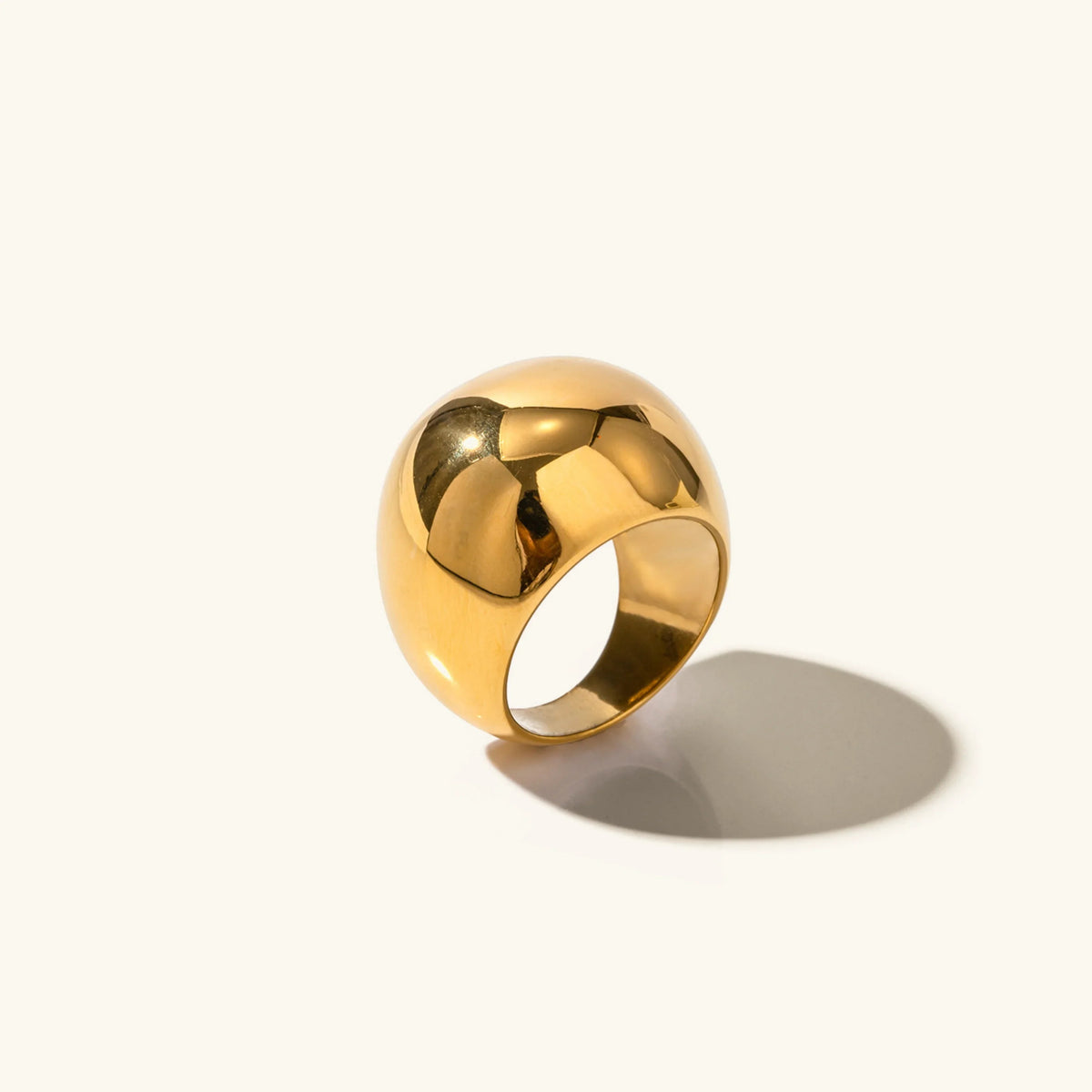 Women's Dome Statement Ring - Gold-Plated Stainless Steel Band