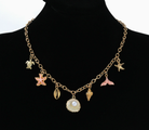 Women's Gold-Plated Pearl Charm Necklace - Ocean Shell Pendant