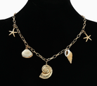 Women's Gold-Plated Pearl Charm Necklace - Ocean Shell Pendant