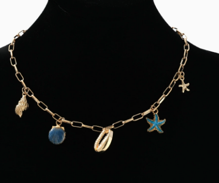 Women's Gold-Plated Pearl Charm Necklace - Ocean Shell Pendant