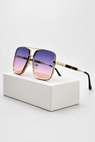Retro Aviator Sunglasses with Gold Frame and UV400 Gradient Lens