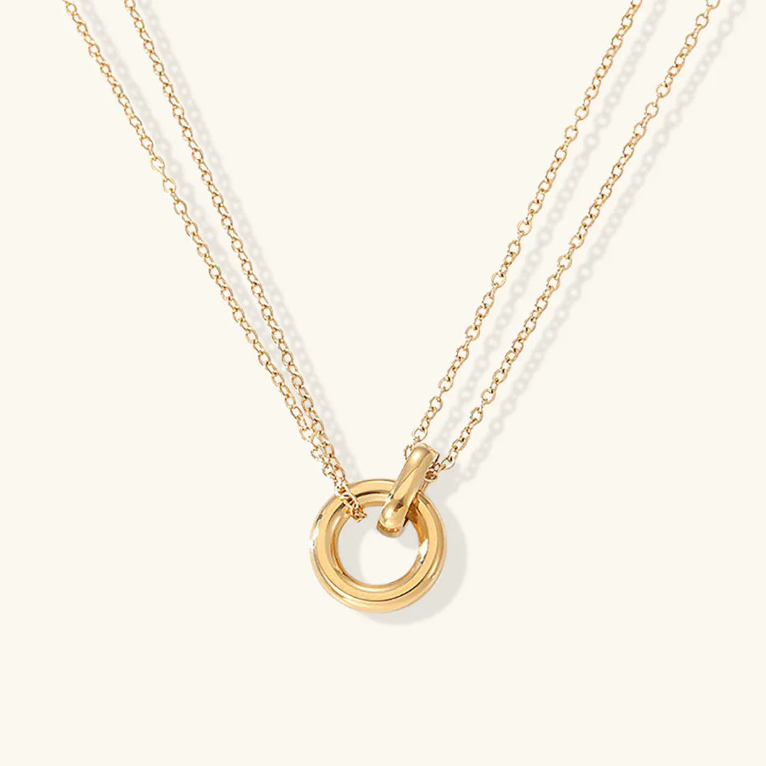 Women's Circle Pendant Necklace, Gold-Plated Stainless Steel