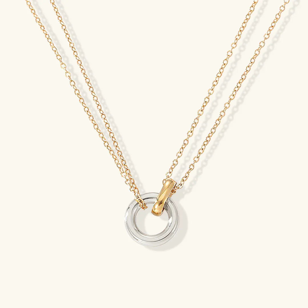 Women's Circle Pendant Necklace, Gold-Plated Stainless Steel