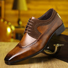 Men's Derby Brogue Lace-Up Shoes with Pointed Toe