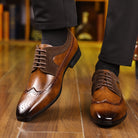 Men's Derby Brogue Lace-Up Shoes with Pointed Toe