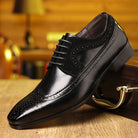 Men's Derby Brogue Lace-Up Shoes with Pointed Toe