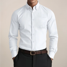 Men's Slim Fit Shirt with Chest Pocket - Long Sleeve Button-Down