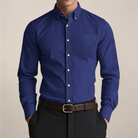 Men's Slim Fit Shirt with Chest Pocket - Long Sleeve Button-Down