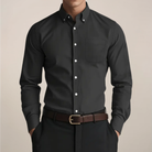 Men's Slim Fit Shirt with Chest Pocket - Long Sleeve Button-Down