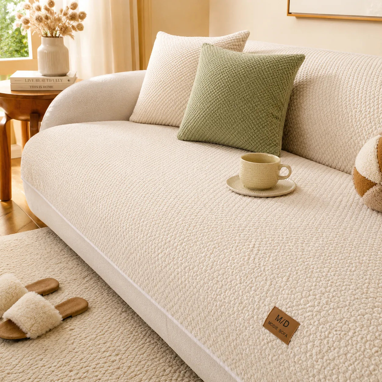 Non-Slip Pet Sofa Cover - Plush Grip-Backed Couch Protector