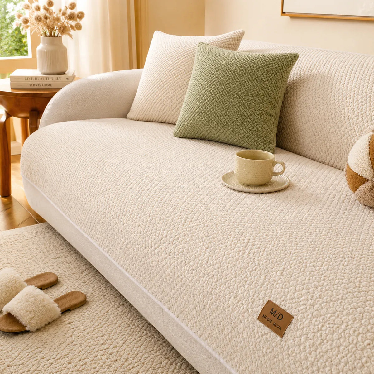 Non-Slip Pet Sofa Cover - Plush Grip-Backed Couch Protector