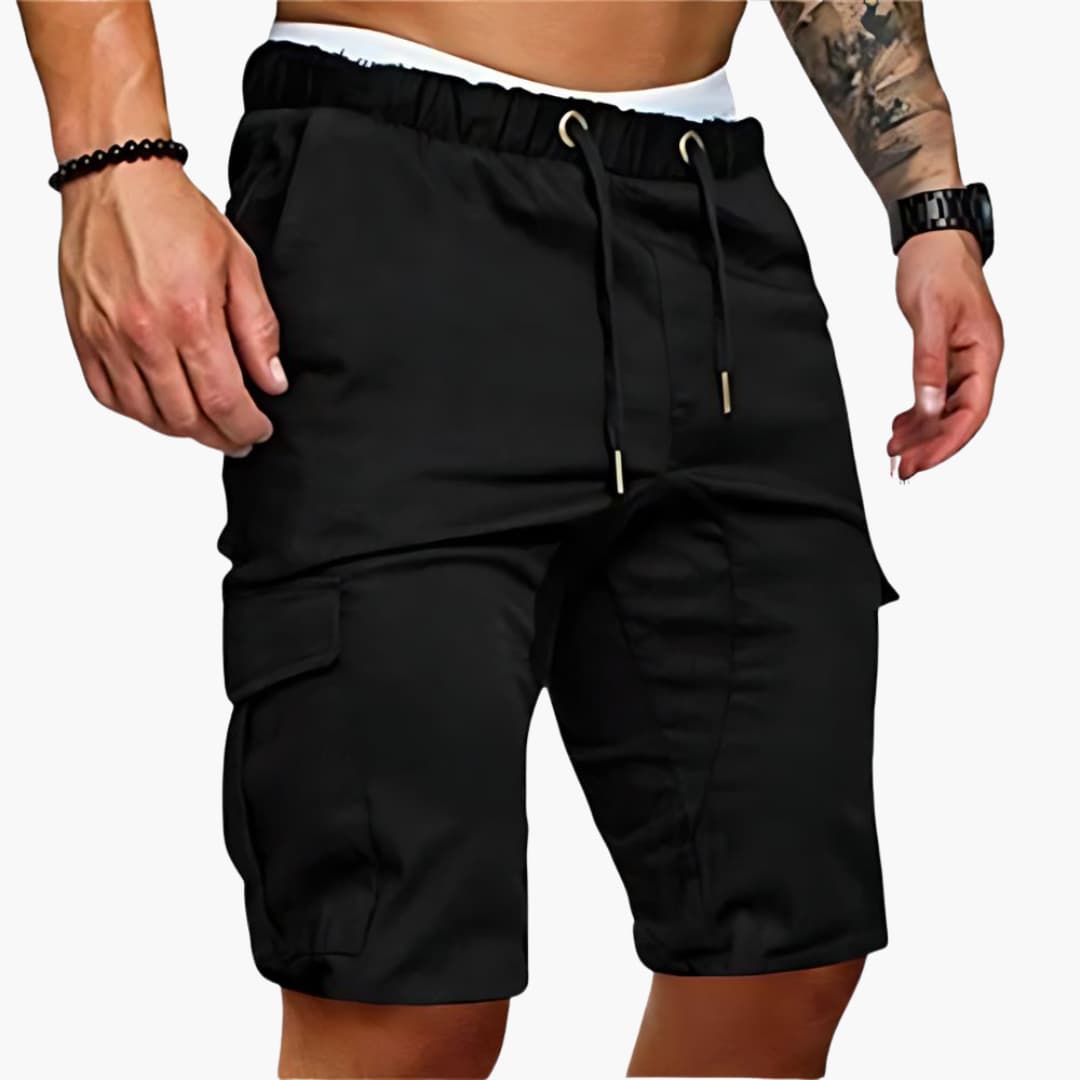 Men's Cargo Shorts with Drawstring Waist and Multiple Pockets