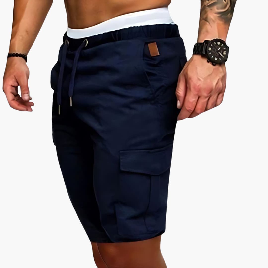 Men's Cargo Shorts with Drawstring Waist and Multiple Pockets