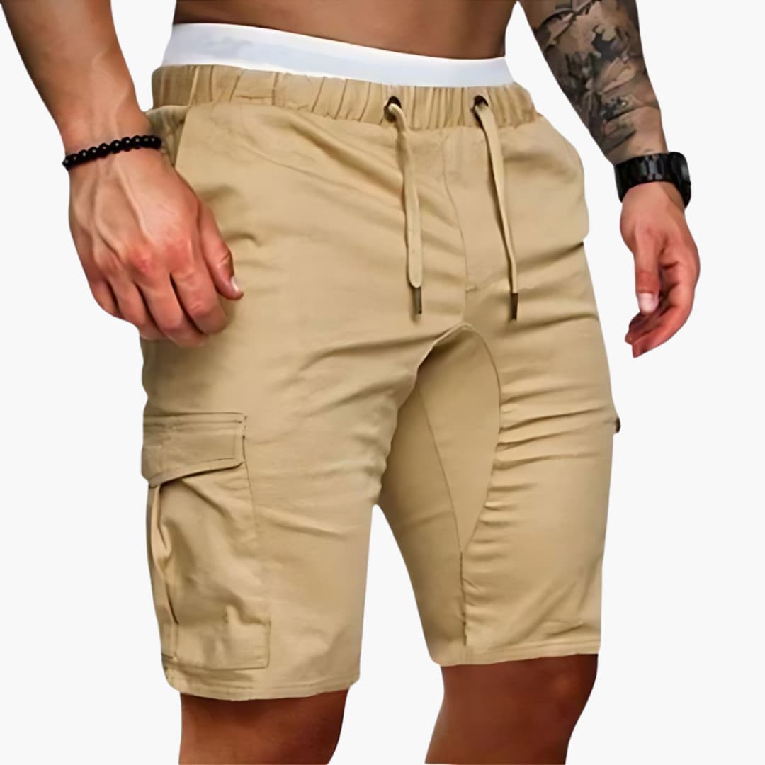 Men's Cargo Shorts with Drawstring Waist and Multiple Pockets