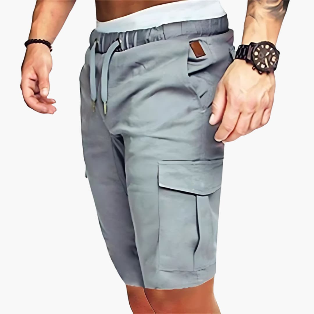 Men's Cargo Shorts with Drawstring Waist and Multiple Pockets