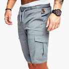 Men's Cargo Shorts with Drawstring Waist and Multiple Pockets