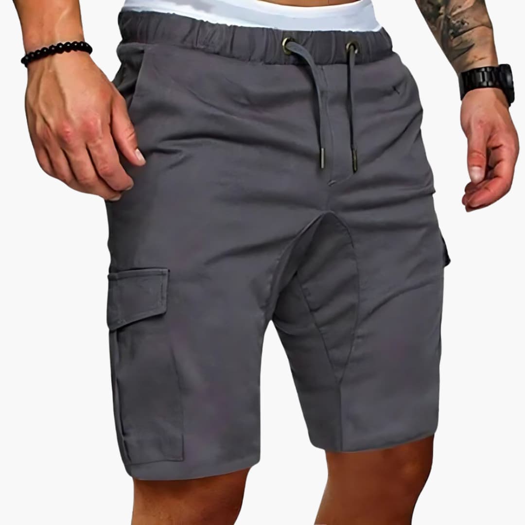 Men's Cargo Shorts with Drawstring Waist and Multiple Pockets