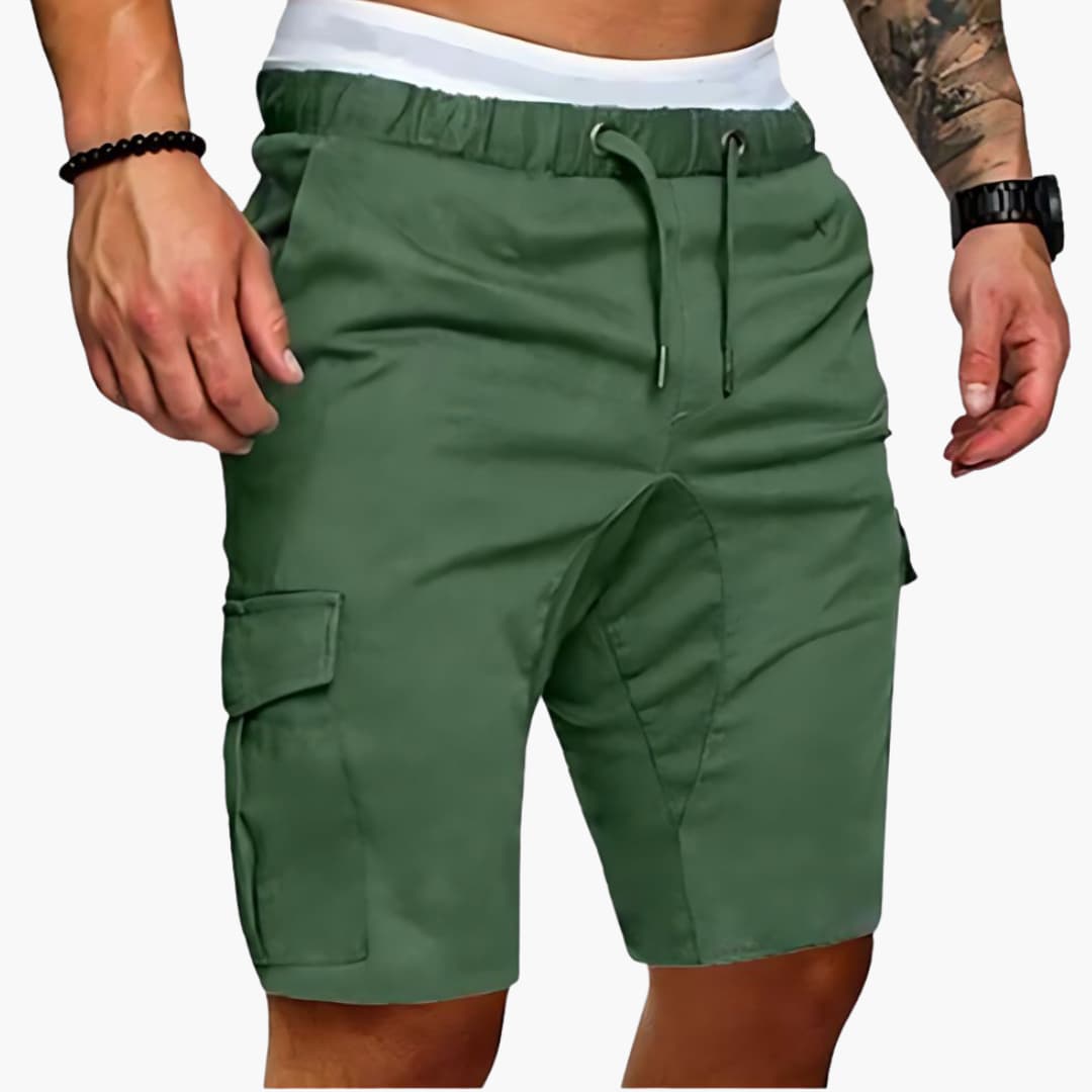Men's Cargo Shorts with Drawstring Waist and Multiple Pockets