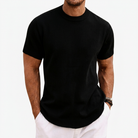 Men's Knitted T-Shirt with Round Neck and Short Sleeves