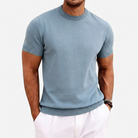 Men's Knitted T-Shirt with Round Neck and Short Sleeves
