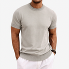 Men's Knitted T-Shirt with Round Neck and Short Sleeves